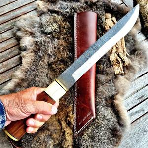 Cuchillo de Caza Vikingo Hecho a Mano con Punta de Lanza, Hoja de Acero de Alto Carbono, Mango de Cuero, Funda Recta de Cuero, ODM OEM, para Campismo al Aire Libre - Product Image 3