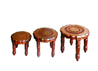 Tabourets en bois de Sheesham/Mangue/Teck faits à la main, robustes et durables, pour la cuisine, les salons et les hôtels