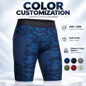 Custom <b>Men</b>’s Compression <b>Shorts</b> with Side Phone Pocket Quick Dry 4-Way Stretch Gym Running Training <b>Base</b> <b>Layer</b> OEM Sportswear - Product Image 5