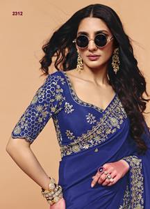 Blusa de Saree Nupcial Festiva para Mujer India, Lista para Usar, Diseño Bollywood, Lentejuelas, Chifón, Alta Calidad - Product Image 2