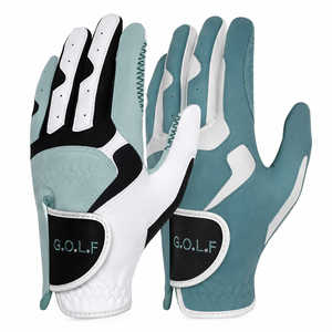 Gants de golf unisexes en cuir microfibre, à doigts entiers, antidérapants, avec fermeture auto-agrippante, bleu sarcelle, blanc, noir, G.O.L.F en relief - Product Image 6