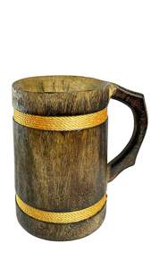 Mug en bois de chêne jumbo en forme de tonneau TIMELESS CRAFT - Finition mate, mug à bière artisanal de luxe avec un nouveau style chinois pour les cadeaux d'affaires - Product Image 5