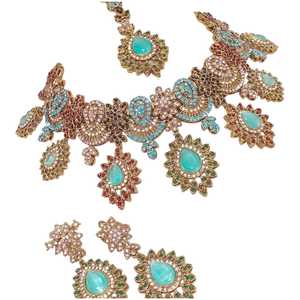Luxury Silver Plated <b>Blue</b> Zircon Fashion Jewelry Set for Women Bridal Wedding <b>Necklace</b> Earrings Jewelry Collection Custom Colors - Product Image 1