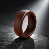 Bague en bois massif personnalisée en gros, en bois de fer naturel, faite à la main, bombée, pour homme et femme, cadeau d'anniversaire