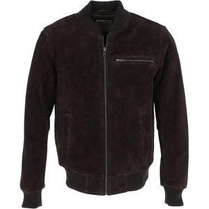 Venta al por mayor de alta calidad de diseño personalizado de los hombres de pie chaqueta de bombardero de cuello de invierno chaqueta de cuero de lona con piel de vaca para uso al aire libre - Product Image 1