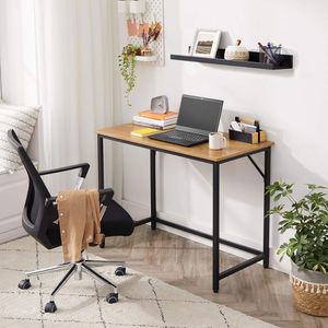 Industrial Home <b>Office</b> Desk with Wood Top and Metal Frame, Computer Writing <b>Table</b> for Study Room, Apartment and Small Space - Product Image 2