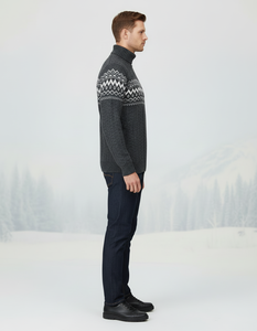 Pull d'hiver pour homme à manches longues, couleur unie, tricot biologique, séchage rapide, respirant, anti-plis, doux - Product Image 3