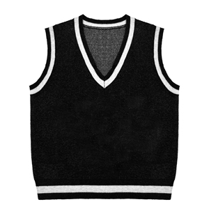 Pull en laine/acrylique noir pour homme, col en V, respirant, séchage rapide, vêtements d'hiver 2027 - Product Image 1