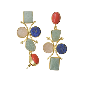 Boucles d'oreilles pendantes de luxe modernes plaquées or avec pierres multiples, cadeau chrétien, bijoux semi-précieux pour femmes, vente en gros - Product Image 3