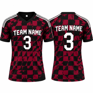 Custom Sublimated Soccer Jersey Mens Vintage Checkered <b>Football</b> <b>Shirt</b> V Neck Quick Dry Breathable Team Uniform - Product Image 1