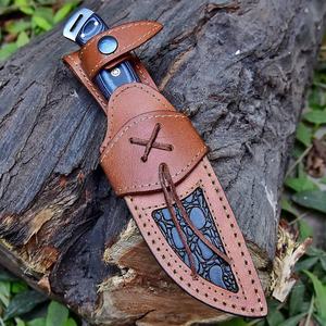 Cuchillo de caza de acero de Damasco hecho a mano personalizado con mango de hoja de micarta y funda de cuero fino cuchillo de carnicero cuchillo de Camping - Product Image 5