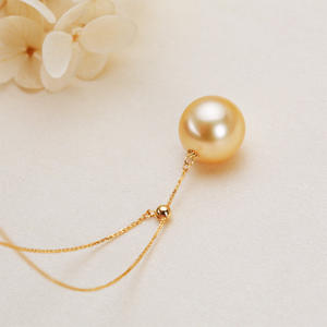 Collar de Oro de 18K con Perla de 12mm, Cadena Ajustable en Y, Colgante de Perla de Agua de Mar Nanyang, Cadena de Perlas con Temperamento de Madre - Product Image 4