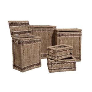 Nouvelle arrivée Rectangle forme jonc de mer panier de rangement tissé à la main pliable panier à linge rentable jacinthe d'eau en gros - Product Image 1