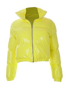 Chaqueta Acolchada para Mujer Hecha en Pakistán, Nueva Llegada, Chaqueta Acolchada para Mujer, Color Amarillo, Cuello Camisero, Chaqueta Corta - Product Image 2