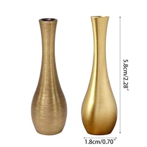 Juego de Jarrones de Metal Dorado Mate de Lujo, Hechos a Mano, Modernos, Minimalistas, Decorativos para Bodas, Florero Individual Elegante para Mesa - Product Image 6