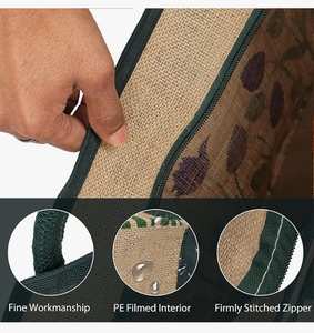 Sac fourre-tout en jute naturel, spacieux et réutilisable, avec poignées robustes pour les courses, la plage, le marché et l'usage quotidien - Product Image 6