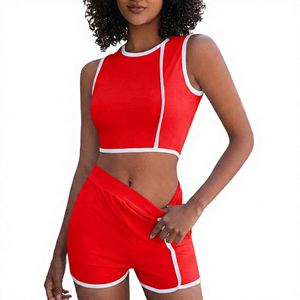 Light Blue 2-Piece Eco-Friendly <b>Lace</b> Active Wear Set with <b>Elastic</b> Waist Shorts Solid Color Breathable Yoga Wear and Front Logo - Product Image 2