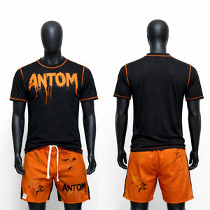 เสื้อผ้าผู้ชาย ชุดเซ็ต 2 ชิ้น เสื้อ+กางเกงขาสั้น แห้งเร็ว ผ้าฝ้าย 100% สไตล์ลำลอง สตรีทแวร์ ลายพิมพ์ รับทำโลโก้ของคุณเอง บริการ OEM - Product Image 1