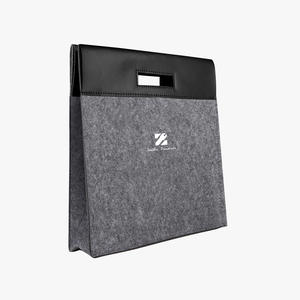 Sac fourre-tout en cuir patchwork et feutre de laine_3D Bag - Product Image 5