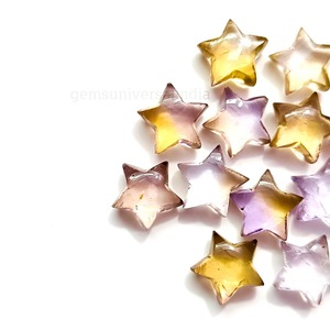 Ametrine naturelle en forme d'étoile, lisse, 10 mm, pierre précieuse sculptée à la main, briolette, pierre en vrac, prix de gros, fabrication de bijoux en vrac - Product Image 2