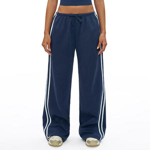Pantalon de jogging color block taille haute coupe ample jambe droite avec poches, confortable et respirant pour le fitness et le yoga - Product Image 4