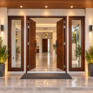 Puerta Doble de Entrada de Madera Sólida Moderna Golden Aero GA-39L, Diseño Art Deco, Puerta Exterior Abatible para Apartamento o Villa de Lujo, Acabado S - Product Image 5