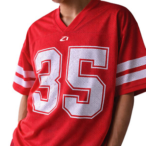 Camisetas de Fútbol Rojas con Cuello en V y Corte Cuadrado para Hombre, Diseño Personalizado de Ropa Urbana de Verano, Camisetas de Fútbol de Malla para Hombre - Product Image 5