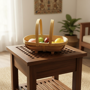 Panier en bois tressé moderne |   Panier de rangement ovale décoratif |   Panier à Aliments Multifonction Écologique pour la Maison et la Cuisine - Vente en Gros - Product Image 2