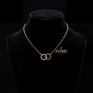 Elegante Collar con Colgante de Doble Círculo Entrelazado Minimalista de Lujo para Mujer, Joyería de Plata de Ley con Diamantes para Fiesta de Compromiso - Product Image 4