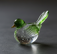 Figurine d'oiseau en verre artisanal, style Art Déco, nature morte en cristal de forme irrégulière, pour décoration d'étagère, de tableau de bord de voiture, de maison ou de bureau