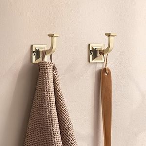 Gold Wall Mounted Single Prong Square Base Coat Hook for <b>Hanging</b> Clothes Hats <b>Towels</b> Bags Robes Keys Entryway Bathroom Bedroom K - Product Image 4