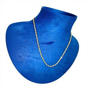 Chaîne à maillons texturés fantaisie en or massif 22 carats poli miroir, véritable or jaune marqué BIS, collier fin unisexe, bijoux raffinés - Product Image 1