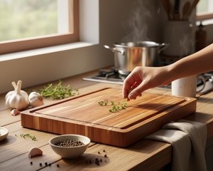 Tabla de Cortar Grande de Madera para Preparación de Alimentos en la Cocina, Tabla de Cortar Duradera para Verduras, Frutas y Carne - Product Image 3