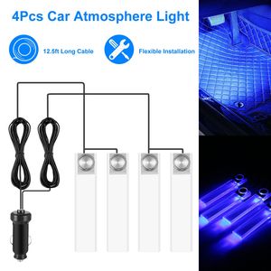 4 luces LED azules de 12V CC para interior de coche, luz ambiental decorativa para coche, con carga. - Product Image 2