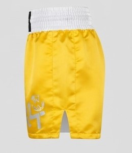 Shorts de MMA unisexe K4 jaunes coupe ample en polyester/coton avec logo frontal imprimé par sublimation - Product Image 3
