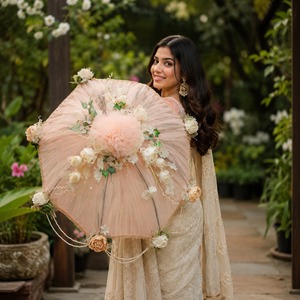 Parapluie de Mariage Floral de Luxe pour Cérémonie, Auvent Décoratif Rose à Fleurs pour Allée Nuptiale - Product Image 5