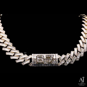 สร้อยคอเงินแท้ 925 แบบ Cuban Link ประดับเพชรโมอิสซาไนต์ ชุบโรเดียม สำหรับทุกเพศ สไตล์ฮิปฮอป เหมาะเป็นของขวัญสำหรับงานปาร์ตี้และงานแต่งงาน - Product Image 1