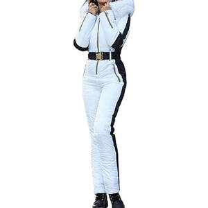 Traje de Nieve para Mujer, Mono de Esquí Impermeable para Deportes al Aire Libre con Cuello de Piel Sintética Extraíble, Mono de Esquí Aislado - Product Image 1