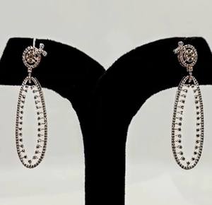 Pendientes Colgantes de Diamantes Certificados IGI de 2.33 Ct en Oro Blanco con Rosa Vintage, Joyería Fina para Bodas y Fiestas, Proveedor Mayorista OEM - Product Image 1