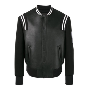Premium Wool Varsity <b>Jacket</b> with Genuine <b>Leather</b> Sleeves Stand Collar Solid Unisex Letterman Bomber Streetwear Winter Fashion - Product Image 3