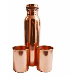 Juego de Botellas de Agua de Cobre Puro con 2 Vasos, Botella Ayurvédica a Prueba de Fugas, Juego de Vasos de Cobre Hechos a Mano - Product Image 1