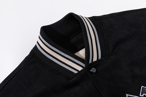 <b>Men's</b> Cream Varsity <b>Jacket</b> Regular Fit Polyester Cotton Embroidered <b>Letter</b> Pattern Button Closure Casual Autumn Wear - Product Image 4