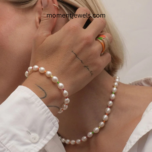 18K PVD Gold Plated Stainless Steel Freshwater Pearl <b>Candy</b> Bead Bracelet Non Tarnish Chain Link Jewelry Gift - Product Image 5