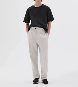 Men's <b>Light</b> Gray Elastic Waist Casual <b>Trousers</b> With Pockets Breathable Oxford Fabric Summer Wear - Product Image 3