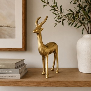 Sculpture de renne en métal doré faite à la main SHUBHAM, figurine animale moderne, décoration de table pour la maison, le bureau, cadeau de Noël, moulage - Product Image 6