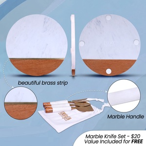 Juego de Tabla de Quesos Premium de Mármol y Madera de Acacia con Cuchillos de Queso de Acero Inoxidable Dorado, Elegante Plato para Servir Charcutería - Product Image 6