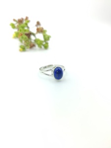 Natural <b>Lapis</b> <b>Lazuli</b> Oval Gemstone Bezel Setting <b>Ring</b> 925 Sterling Silver Handmade Minimalist Wedding & Party Unisex Jewelry - Product Image 3