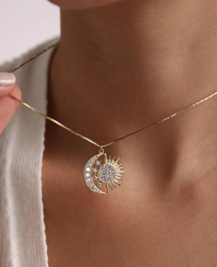 Collier pendentif soleil et lune en moissanite, argent sterling 925, pendentif en moissanite et autres bijoux en diamant - Product Image 3
