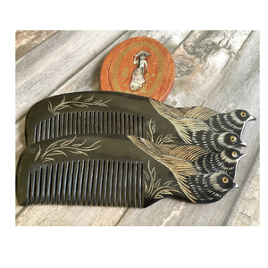 Natural Buffalo Horn Hair Comb Handmade Anti Static Detangling Comb <b>for</b> Healthy Hair Care - Product Image 2
