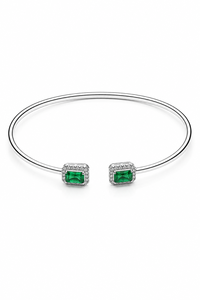 กำไลข้อมือมรกตและเพชร เงินแท้ 92.5 รุ่น KLSB-20802 - Product Image 2